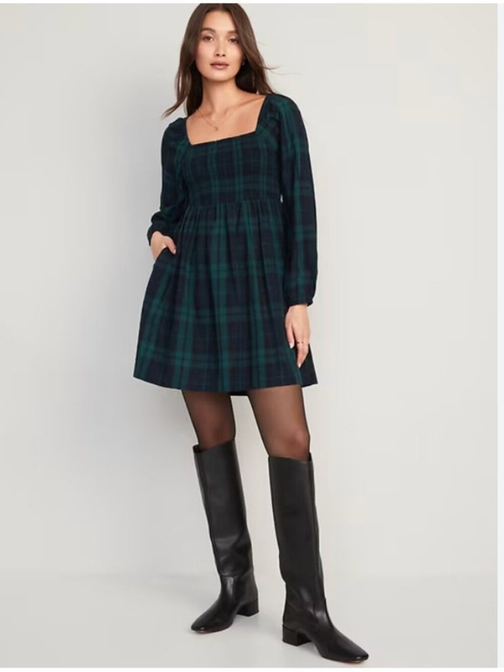 Old Navy Fit & Flare Plaid Smocked Cutout Seersucker Mini Dress size XXL